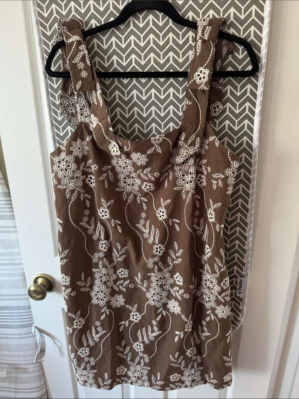 LOFT Brown Floral Embroidered Sundress